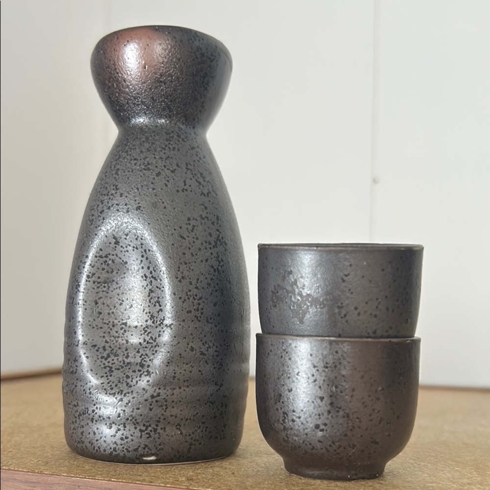 Black Speckled Ceramic Sake Set